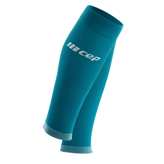 Ultralight Compression Calf Sleeves, Men, Petrol/Light Grey, Front View