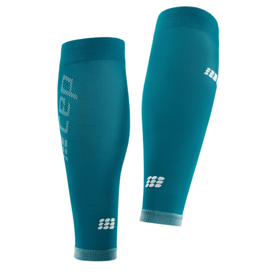 Ultralight Compression Calf Sleeves, Men, Petrol/Light Grey, Back View