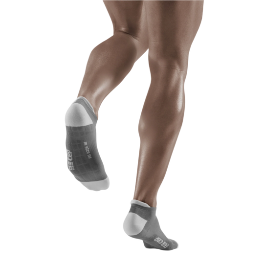 Ultralight No Show Compression Socks, Men, Grey/Light Grey, Back View Model