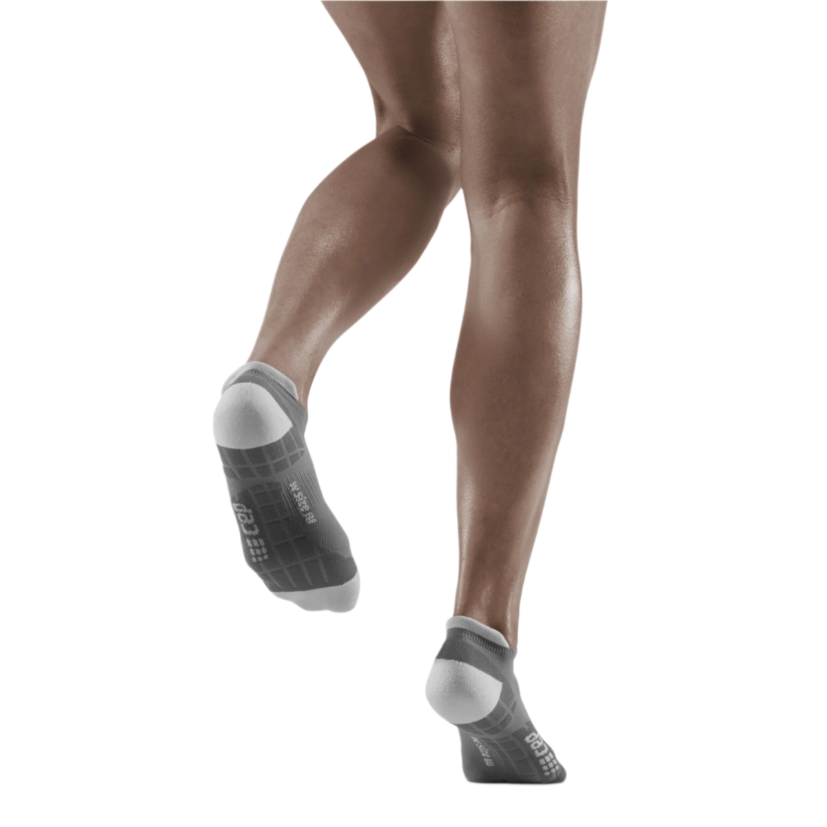 Ultralight No Show Compression Socks, Women, Grey/Light Grey, Back View Model