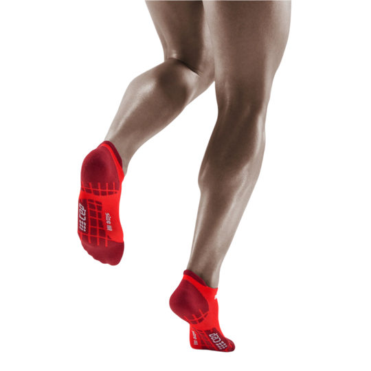 Ultralight No Show Compression Socks, Men, Lava/Red, Back View Model