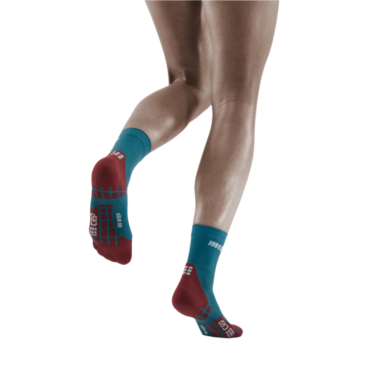 Ultralight Short Compression Socks, Women, Petrol/Red, Back View Model