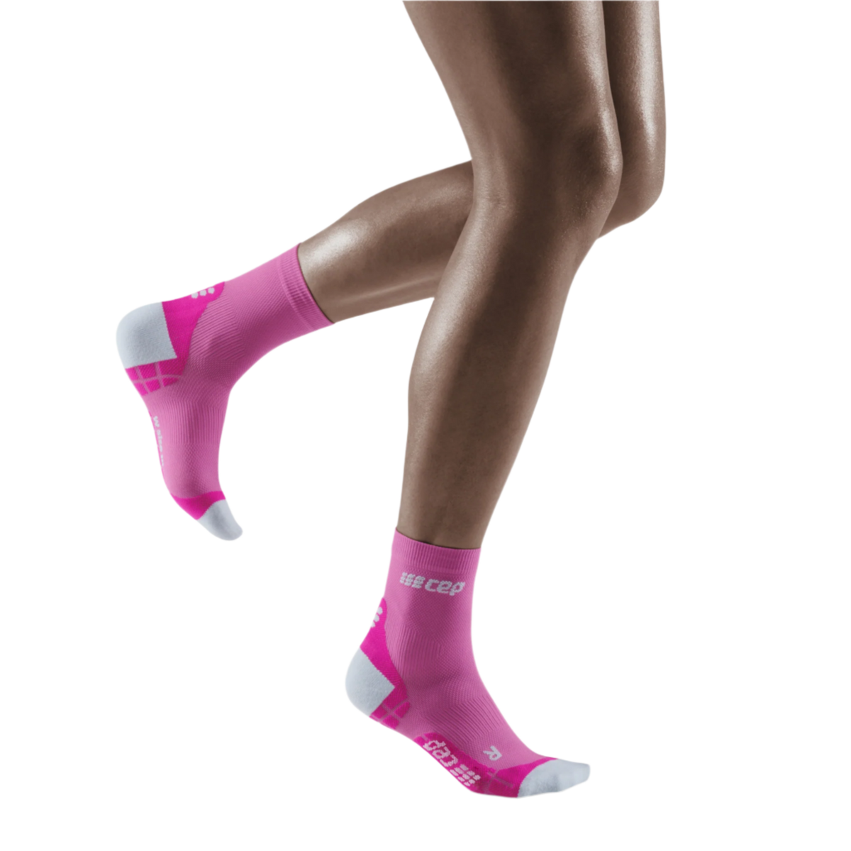 Ultralight Short Compression Socks, Women, Electric Pink/Light Grey