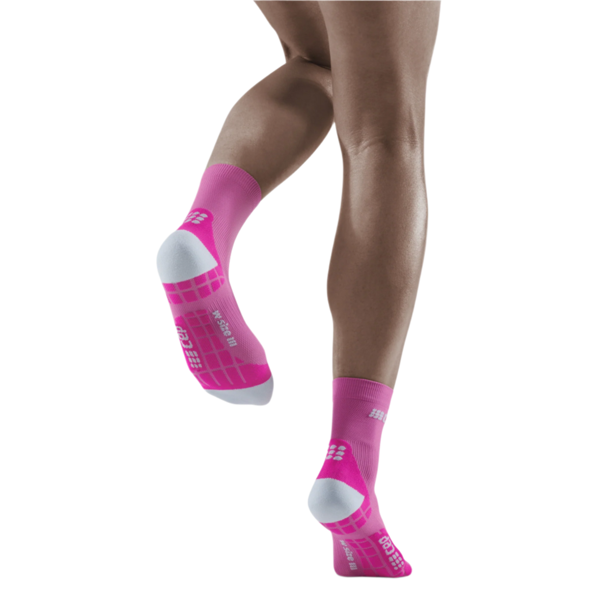 Ultralight Short Compression Socks, Women, Electric Pink/Light Grey, Back View Model