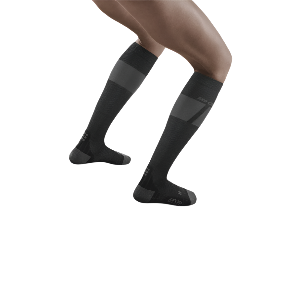 Ski Ultralight Tall Compression Socks, Women, Black/Dark Grey, Back View Model