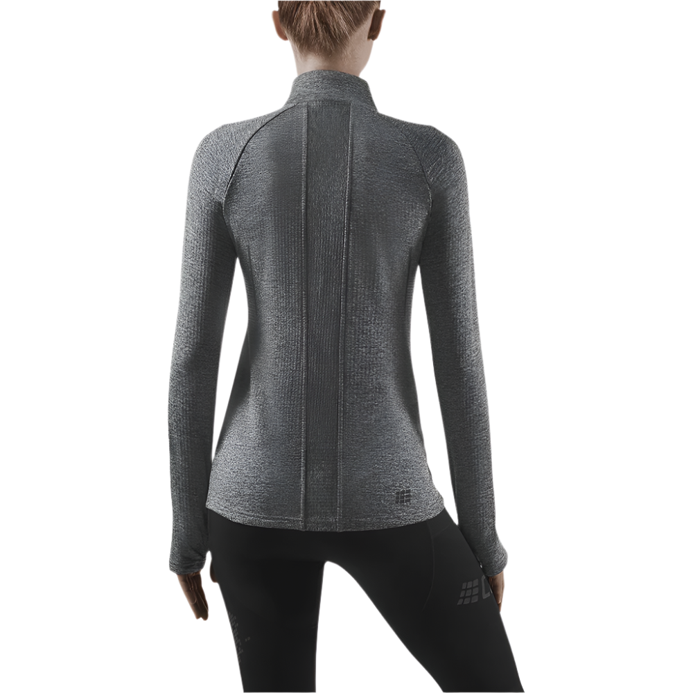 Winter Run Quarter Zip Pullover, Women, Black Melange, Back View Model