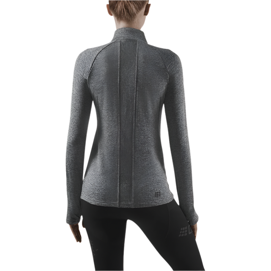 Winter Run Quarter Zip Pullover, Women, Black Melange, Back View Model