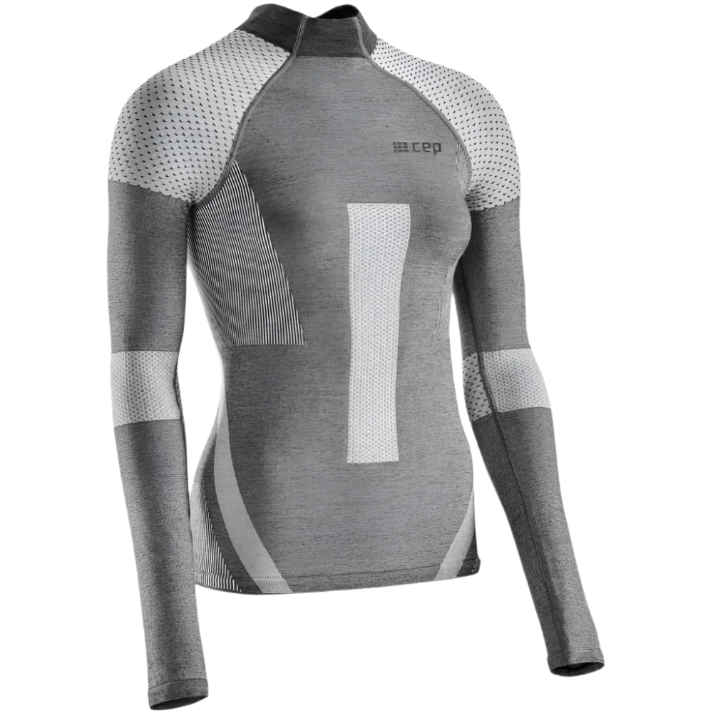 Ski Touring Base Shirt, Long Sleeve, Women, Grey - Front View