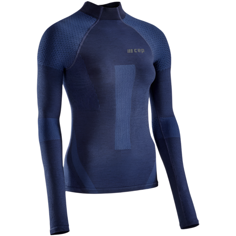 Ski Touring Base Shirt, Long Sleeve, Women, Blue - Front View