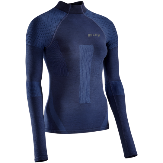 Ski Touring Base Shirt, Long Sleeve, Women, Blue - Front View