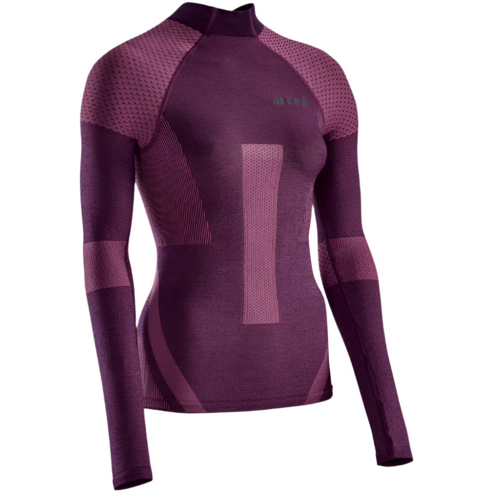 Ski Touring Base Shirt, Long Sleeve, Women, Violet - Front View