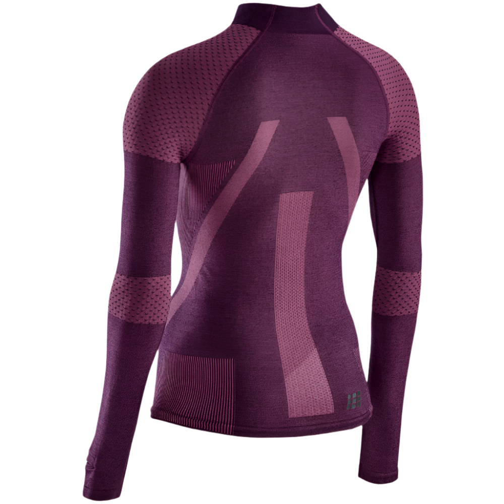 Ski Touring Base Shirt, Long Sleeve, Women, Violet - Back View