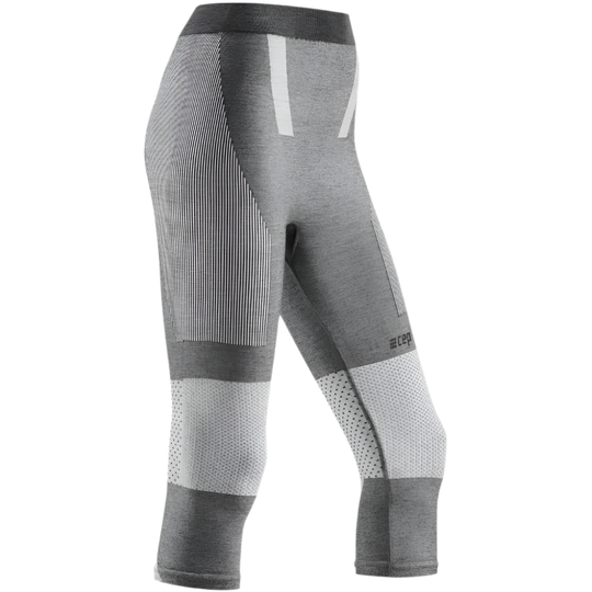 Ski Touring 3/4 Base Tights, Women, Grey - Front View