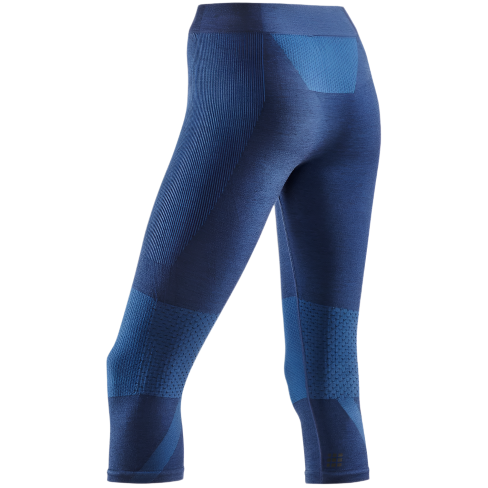 Ski Touring 3/4 Base Tights, Women, Blue - Back View