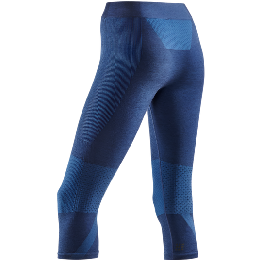 Ski Touring 3/4 Base Tights, Women, Blue - Back View