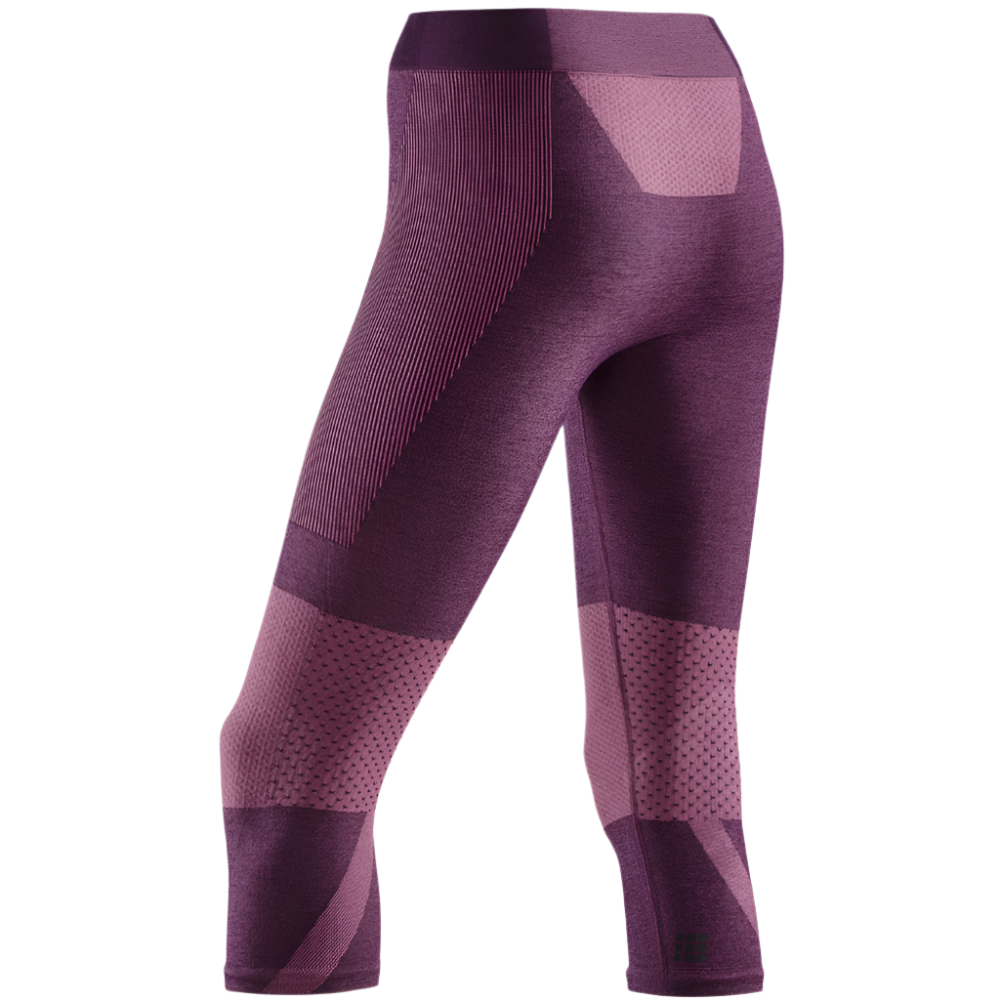 Ski Touring 3/4 Base Tights, Women, Violet - Back View