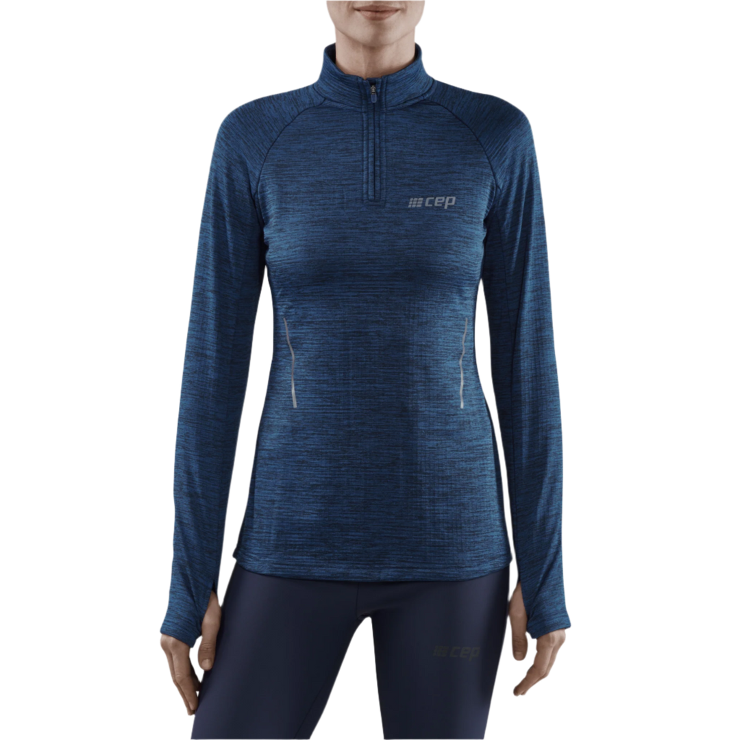 Winter Run Quarter Zip Pullover, Women, Dark Blue Melange