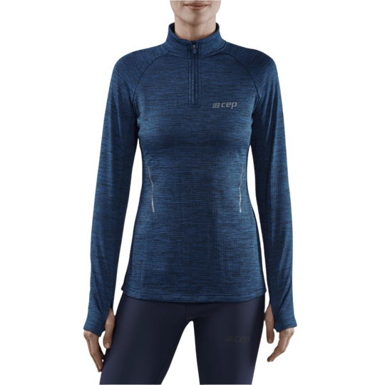 Winter Run Quarter Zip Pullover, Women, Dark Blue Melange