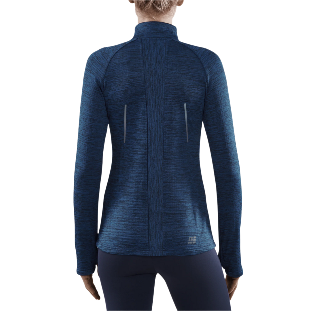 Winter Run Quarter Zip Pullover, Women, Dark Blue Melange, Back View Model