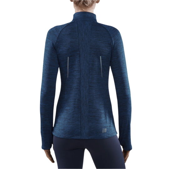 Winter Run Quarter Zip Pullover, Women, Dark Blue Melange, Back View Model