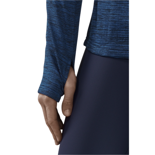 Winter Run Quarter Zip Pullover, Women, Dark Blue Melange, Sleeve Detail