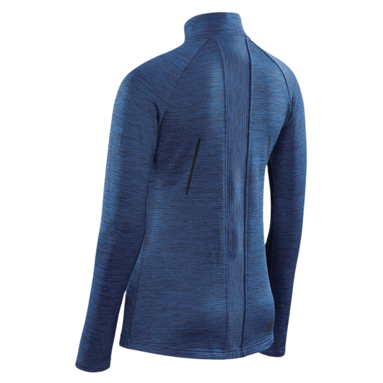 Winter Run Quarter Zip Pullover, Women, Dark Blue Melange, Back View