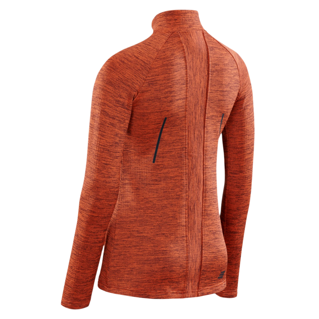 Winter Run Quarter Zip Pullover, Women, Dark Orange Melange, Back View