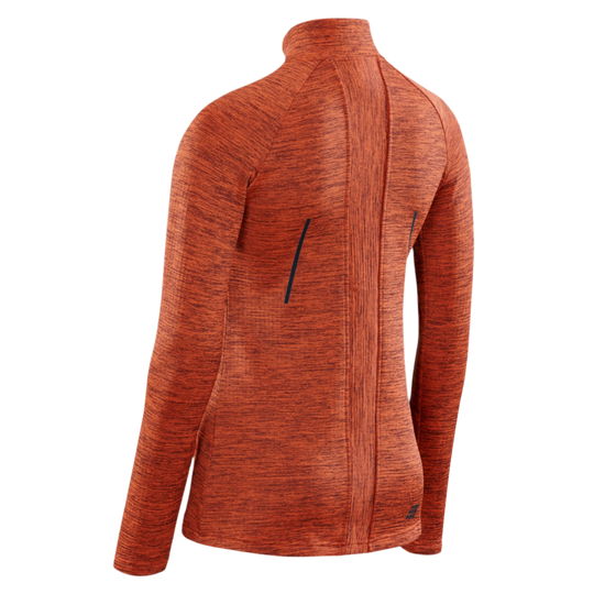 Winter Run Quarter Zip Pullover, Women, Dark Orange Melange, Back View