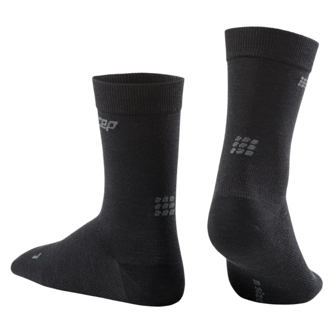 Allday Merino Mid Cut Compression Socks, Men, Anthracite, Back View