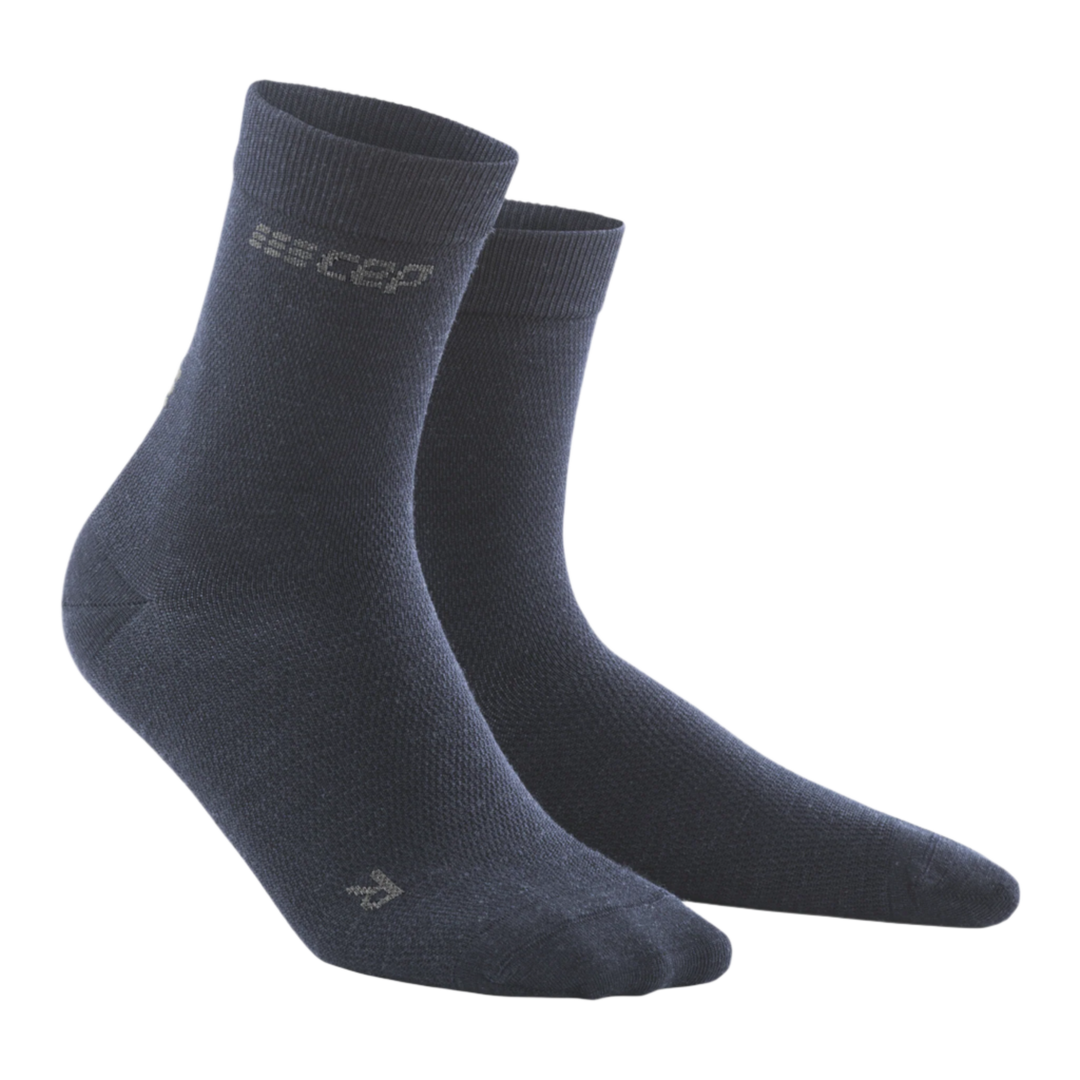 Allday Merino Mid Cut Compression Socks, Men, Dark Blue, Front View