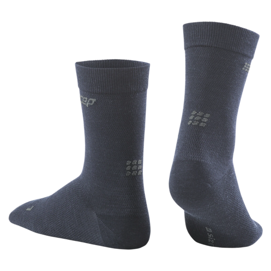 Allday Merino Mid Cut Compression Socks, Men, Dark Blue, Back View