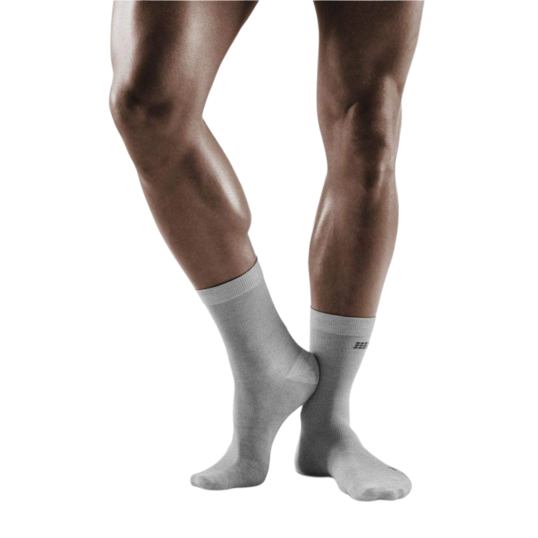 Allday Merino Mid Cut Compression Socks, Men, Light Grey