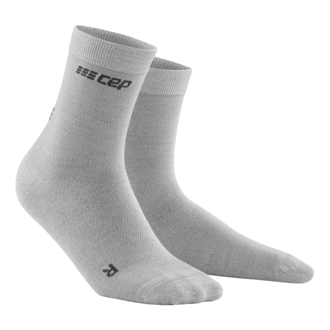 Allday Merino Mid Cut Compression Socks, Men, Light Grey, Front View