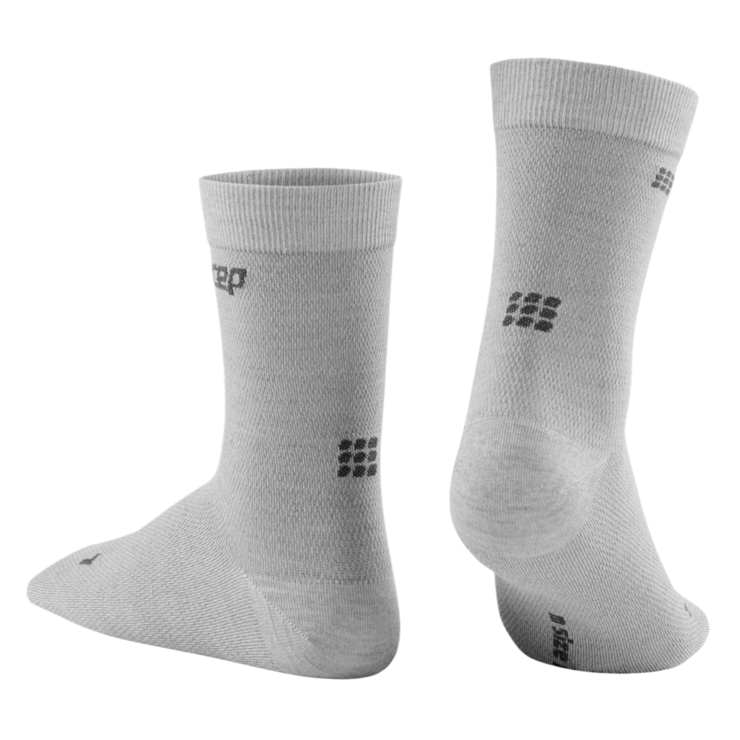 Allday Merino Mid Cut Compression Socks, Men, Light Grey, Back View