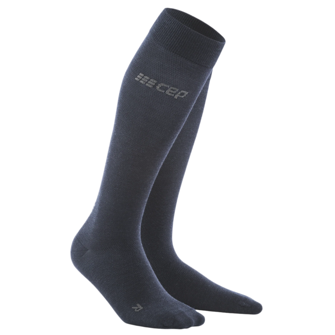 Allday Merino Tall Compression Socks, Men, Dark Blue, Front View