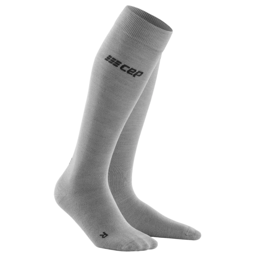 Allday Merino Tall Compression Socks, Men, Light Grey, Front View