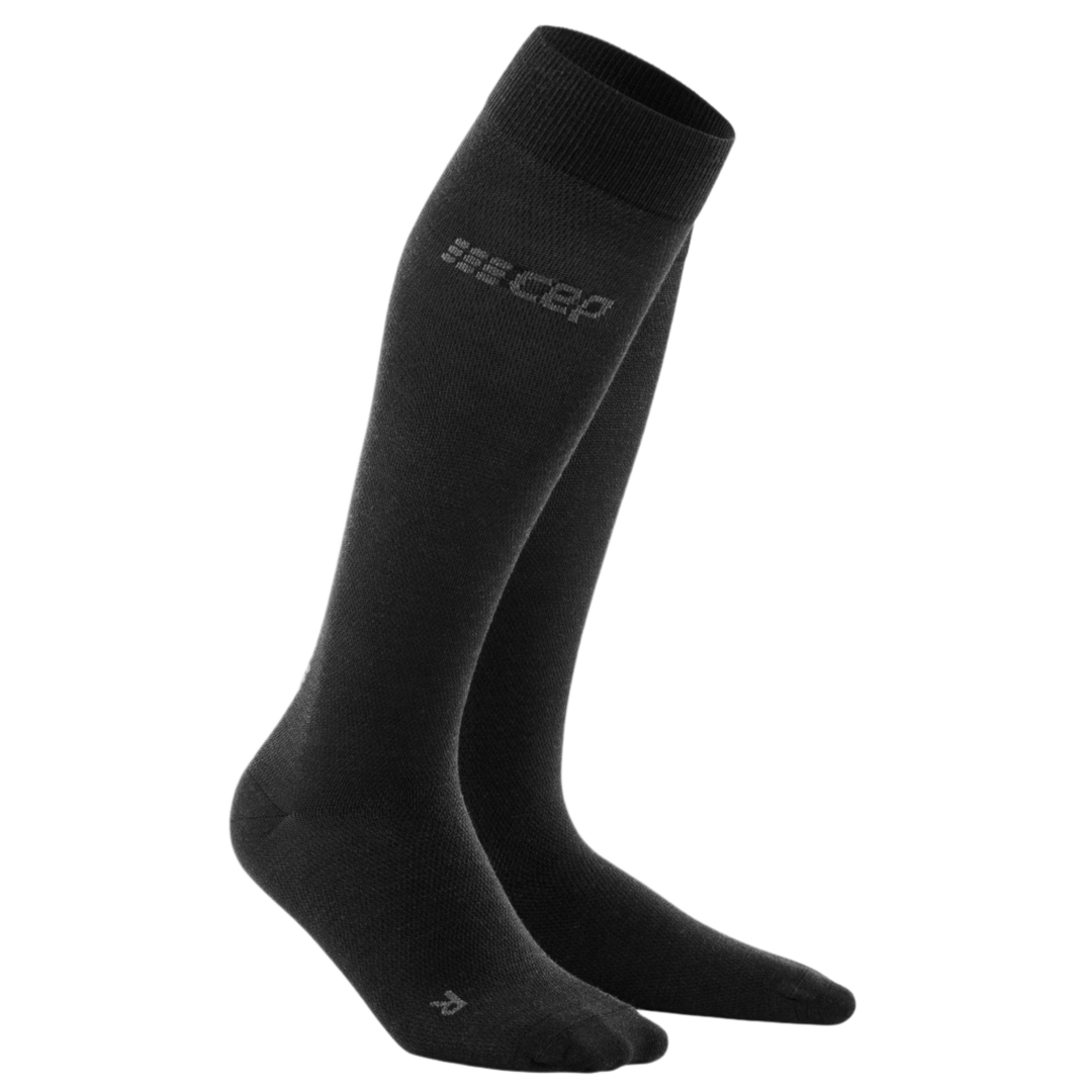 Allday Merino Tall Compression Socks, Women, Anthracite, Front View