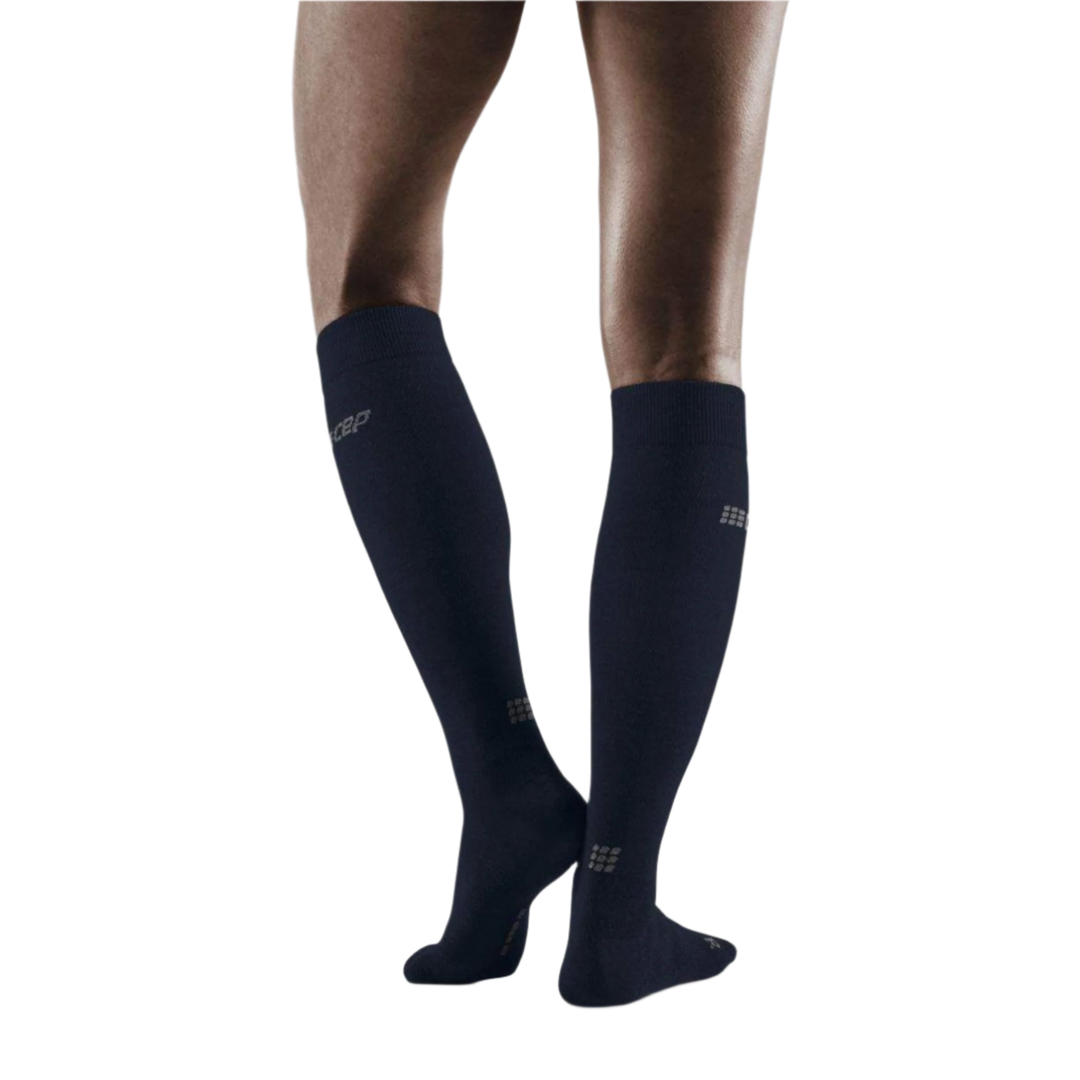 Allday Merino Tall Compression Socks, Women, Dark Blue, Back View Model