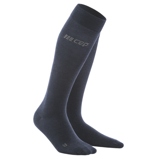 Allday Merino Tall Compression Socks, Women, Dark Blue, Front View