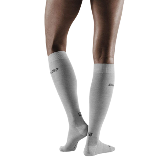 Allday Merino Tall Compression Socks, Women, Light Grey, Back View Model