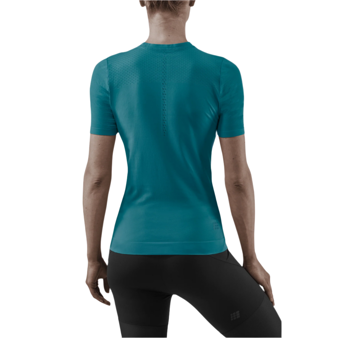 Ultralight Short Sleeve Shirt, Women, Petrol, Back View Model