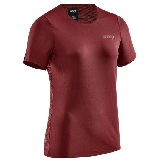 Run Short Sleeve Shirt, Women, Dark Red, Front View