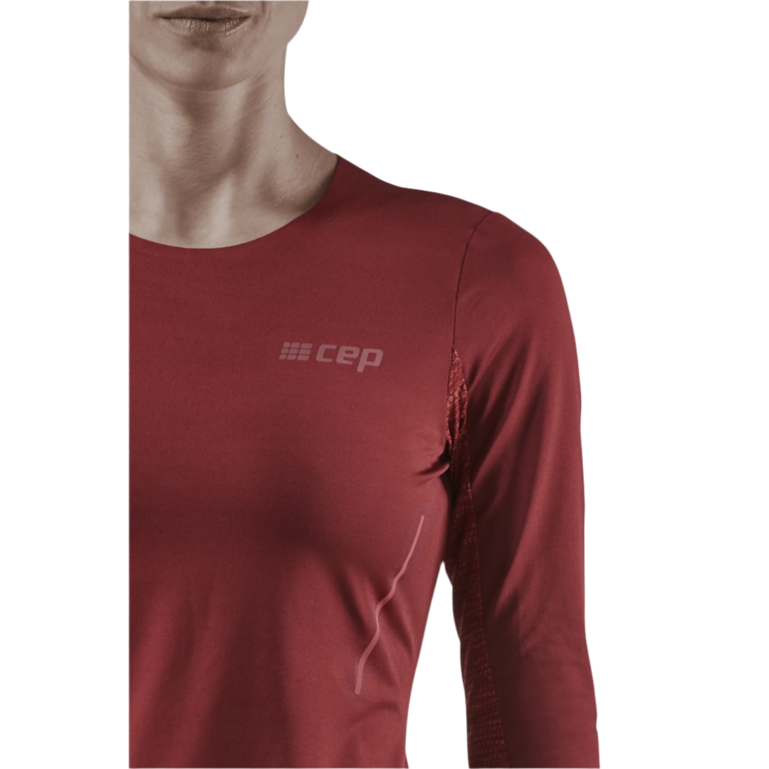 Run Long Sleeve Shirt, Women, Dark Red