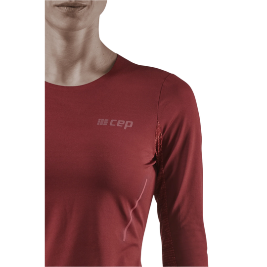 Run Long Sleeve Shirt, Women, Dark Red