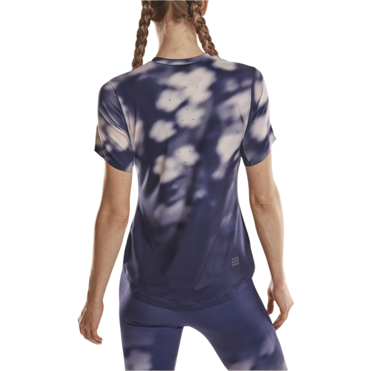 Bloom Short Sleeve Shirt, Women, Blue Bloom, Back-View Model