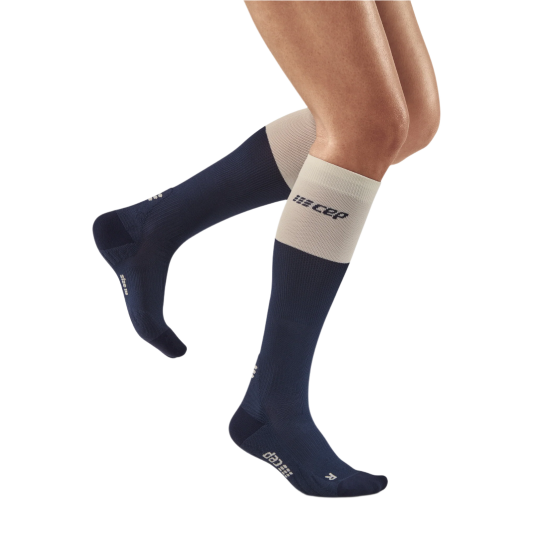 Bloom Tall Compression Socks, Women, Blue/White