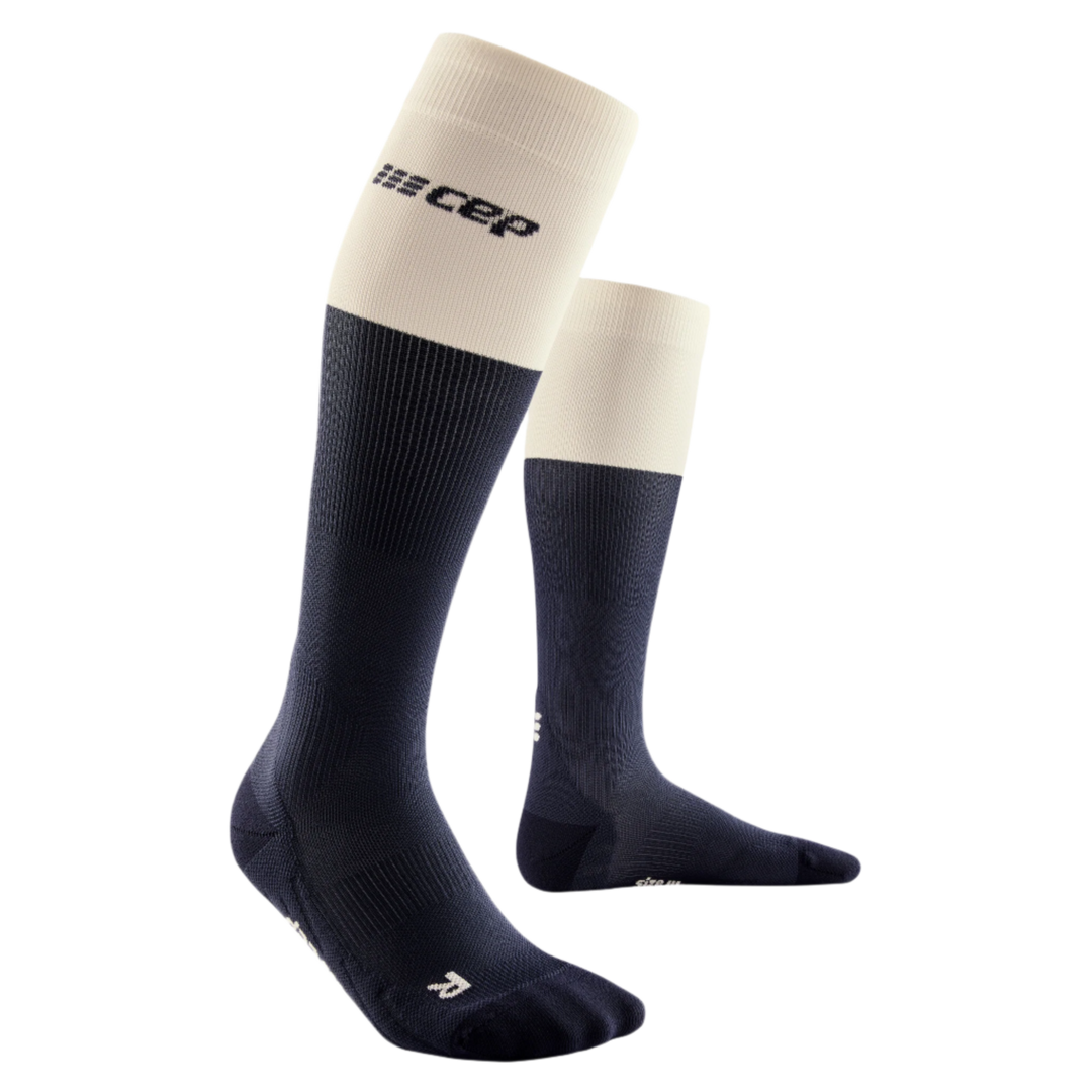 Bloom Tall Compression Socks, Women, Blue/White, Front View