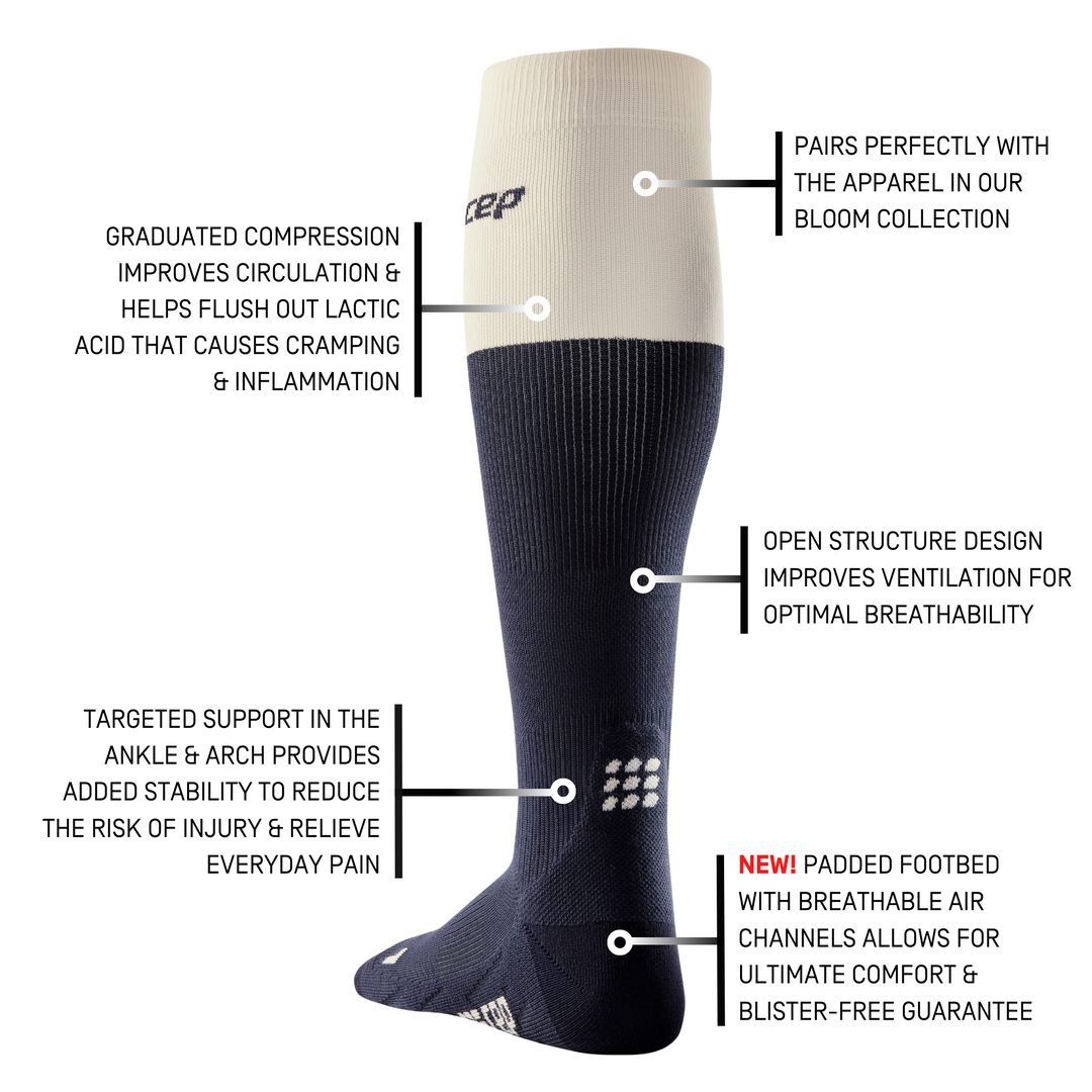 Bloom Tall Compression Socks, Women, Blue/White, Details