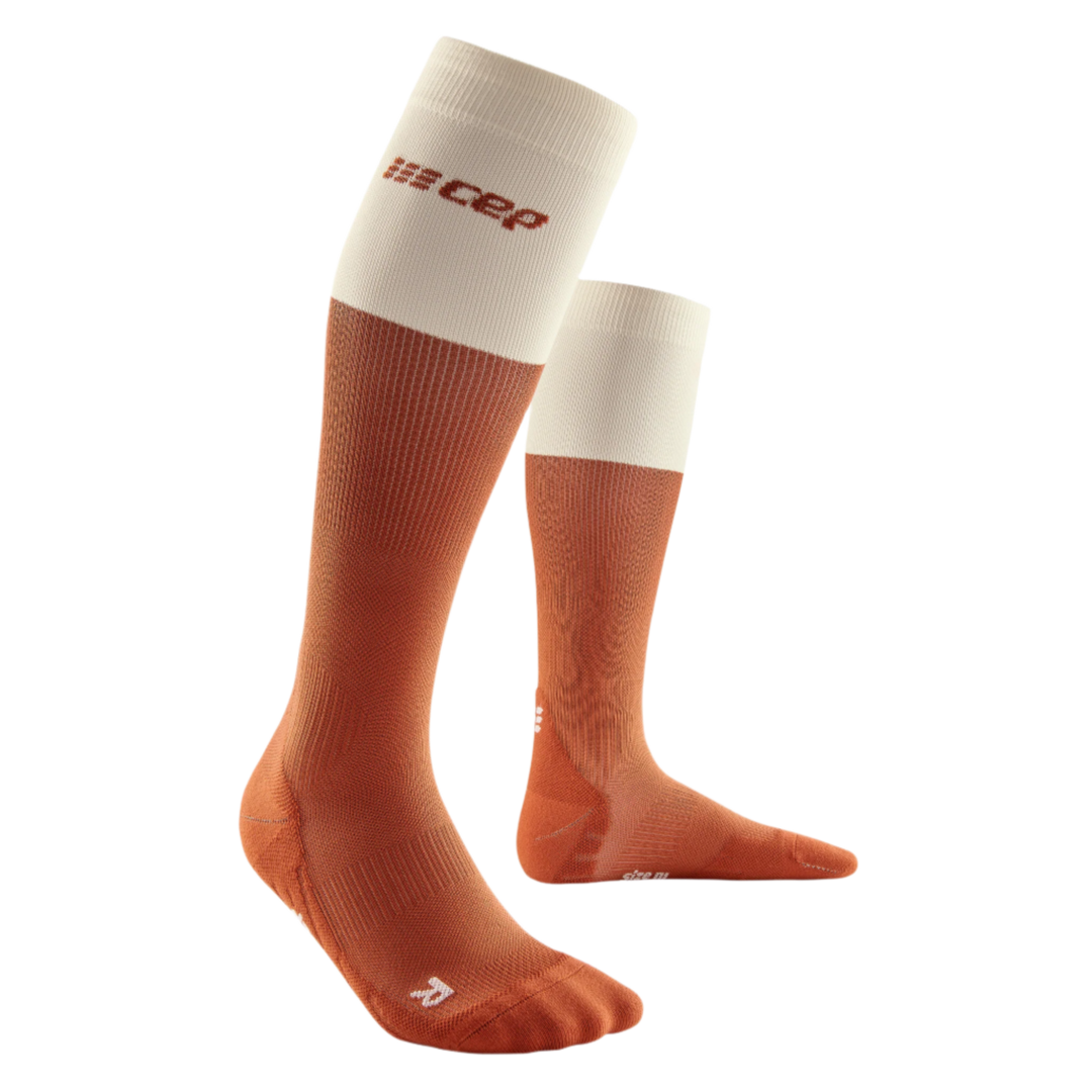 Bloom Tall Compression Socks, Women, Ginger/White, Front View