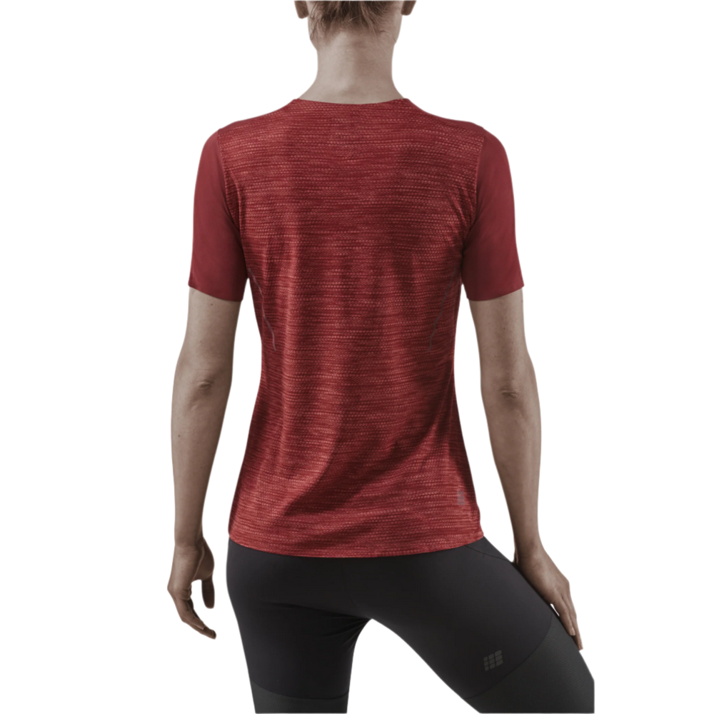 Run Short Sleeve Shirt, Women, Dark Red, Back View Model